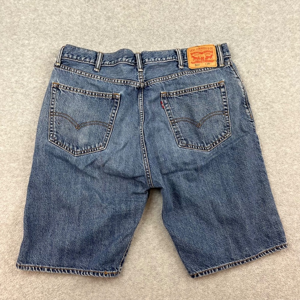 Levis 505 Blue Jeans Mens Size 38 Straight Leg Denim Jeans Shorts Red Tab
